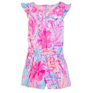 Lily Pulitzer Pink Printed Romper GIRLS XL (12-14)